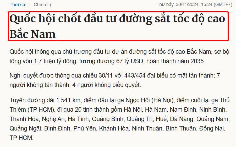 Kỳ vọng nào cho HPG với việc thông qua dự án Đường sắt Bắc - Nam