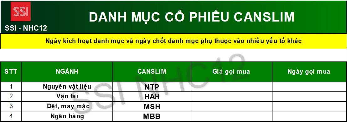 Danh mục cho quý I/2025 - Hệ thống đầu tư sinh lợi CANSLIM.