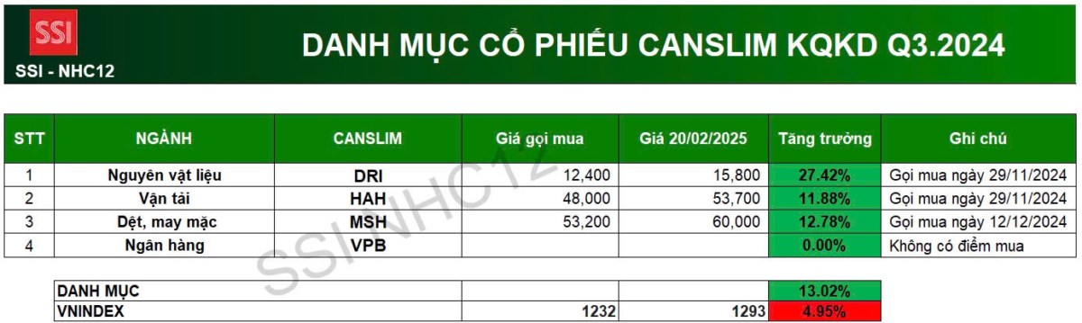 Danh mục cho quý I/2025 - Hệ thống đầu tư sinh lợi CANSLIM.