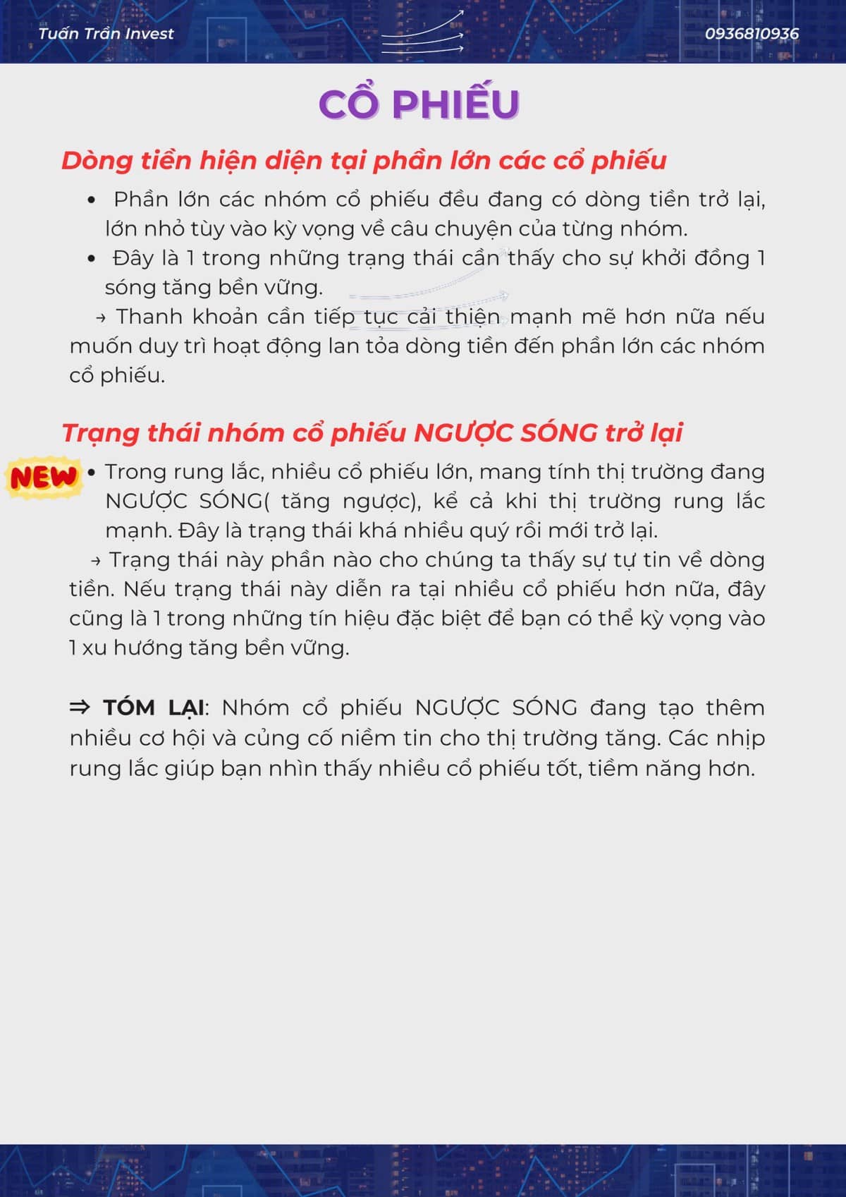 RUNG LẮC khả năng tiếp diễn - Nhóm cổ phiếu NGƯỢC SÓNG xuất hiện