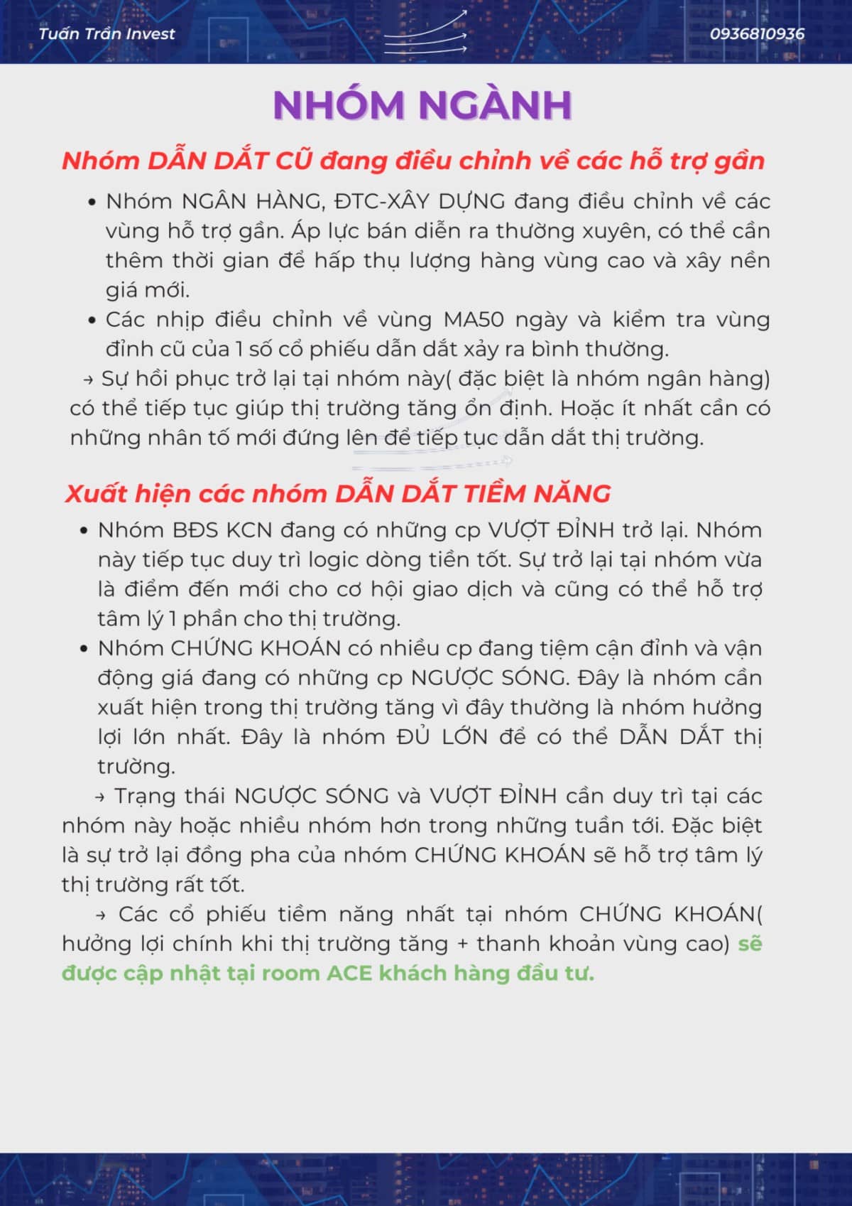 RUNG LẮC khả năng tiếp diễn - Nhóm cổ phiếu NGƯỢC SÓNG xuất hiện