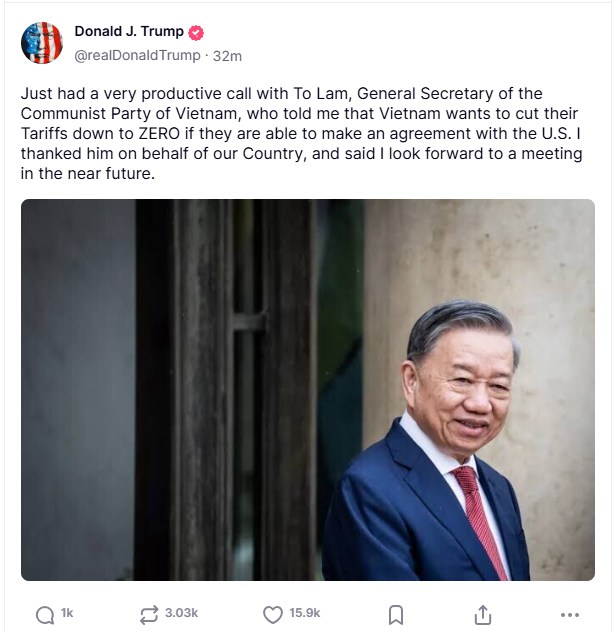 Tổng thống Trump & Tổng Bí thư Tô Lâm: Cắt thuế quan về 0% - Cơ hội mới cho hợp tác