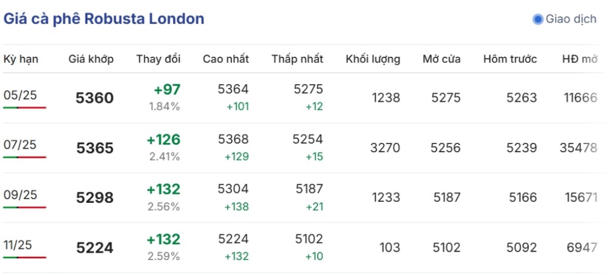 Giá cà phê ngày 16/4/2025: Đà tăng mạnh trên cả hai thị trường nội địa và quốc tế, tiến sát ngưỡng đỉnh lịch sử