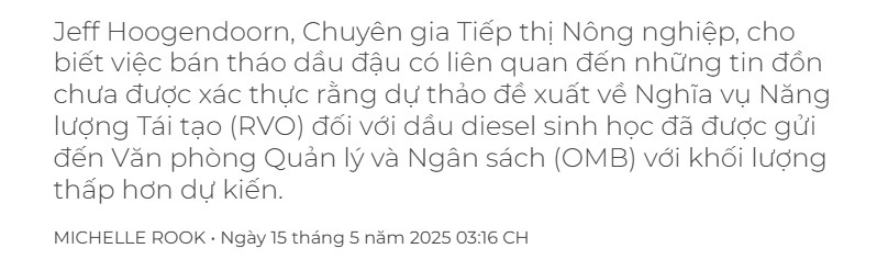Dầu đậu nành giảm sàn bất chấp hỗ trợ từ NOPA: Khi "tin tốt bị bán ra"