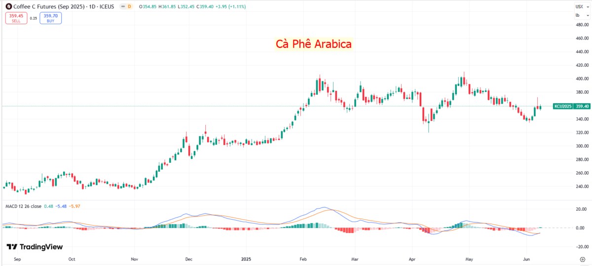 Thị trường cà phê Arabica kì hạn tháng 9/25: Cung giảm, giá tăng mạnh, kỳ vọng còn tiếp diễn?