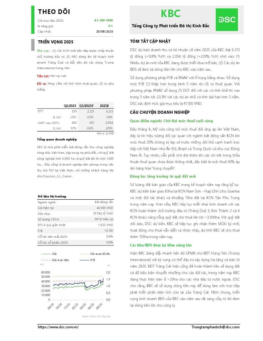 KBC: Khuyến nghị THEO DÕI với giá mục tiêu 41,100 đồng/cổ phiếu