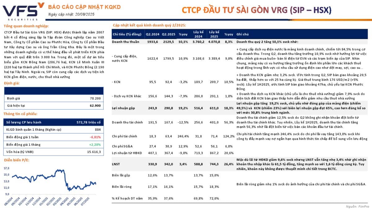 SIP: Báo cáo cập nhật KQKD Q2.2025