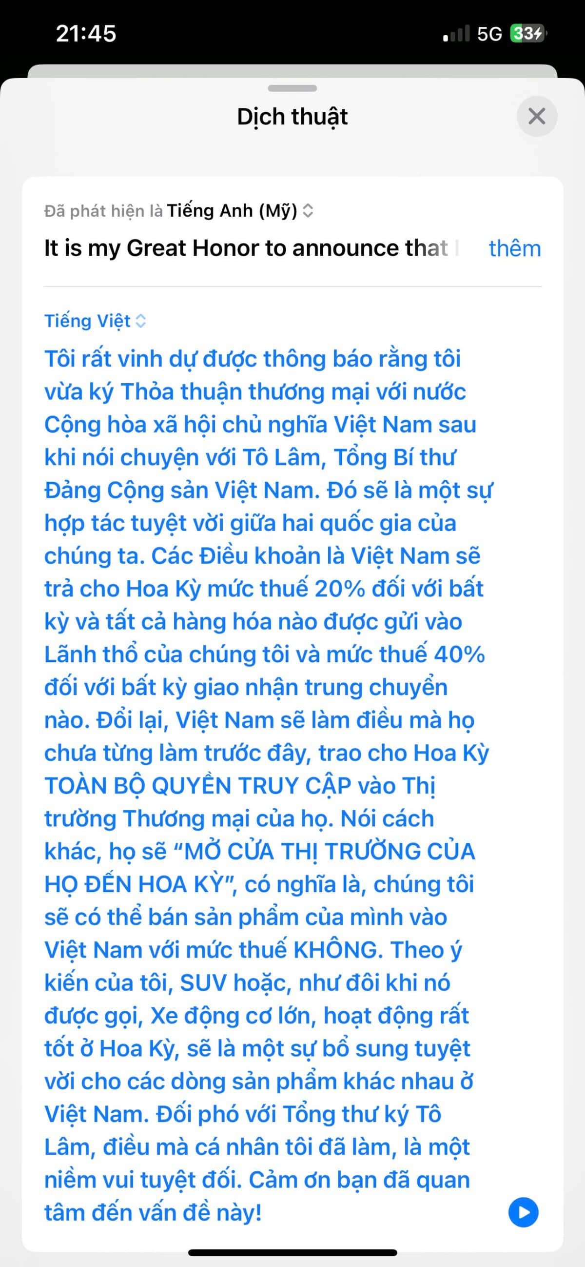 Chi tiết thuế Mỹ áp dụng cho hàng Việt Nam sau thỏa thuận ngày 2/7/2025: Thuế chỉ còn 10% nếu chứng minh sản xuất 100% tại Việt Nam