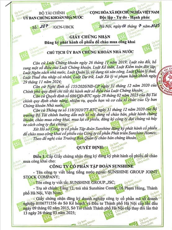 Tập đoàn Sunshine chào mua công khai cổ phiếu