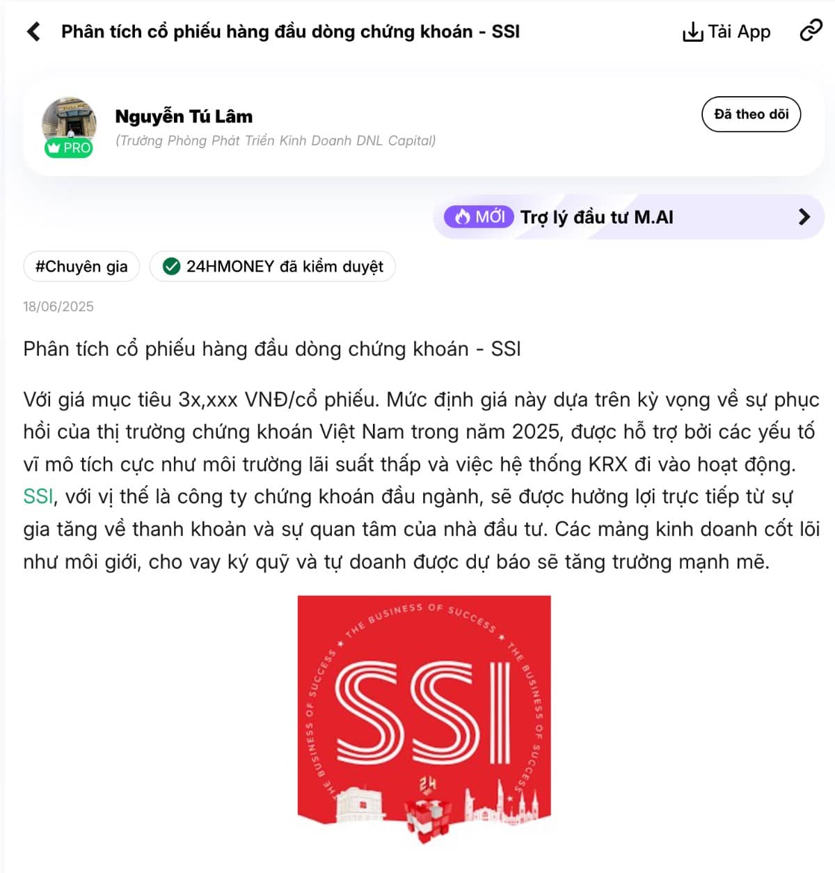 Kiểm chứng tăng trưởng cổ phiếu SSI - Upside hơn 15%