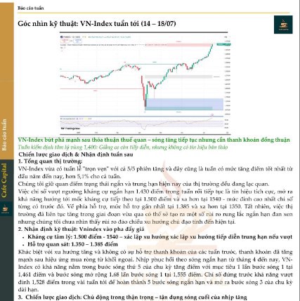 Báo cáo tuần (14–18/07): Vượt 1.430 điểm – Thị trường chính thức vào sóng lớn?