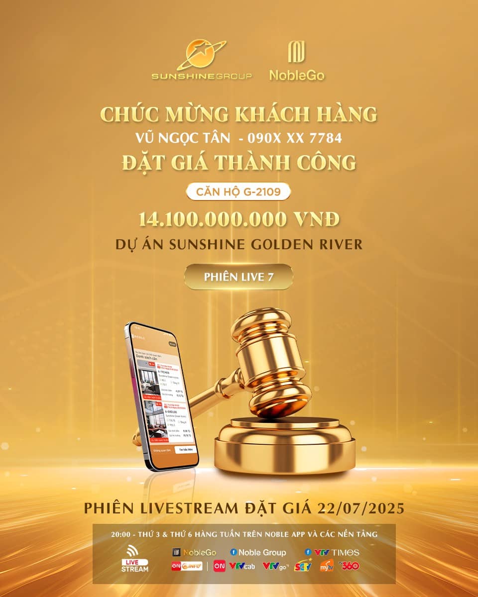 Livestream của Sunshine Group 22/7: Bất ngờ căn hộ 3 phòng ngủ Sunshine Golden River được chốt giá 14,1  ...