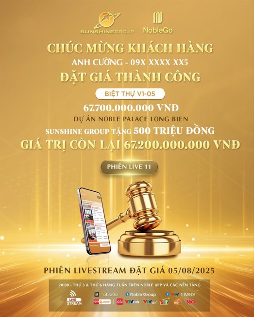 Khách mạnh tay “chốt deal” biệt thự trên 2,5 triệu USD trên livestream Sunshine Group, vẫn rẻ hơn 15%  ...