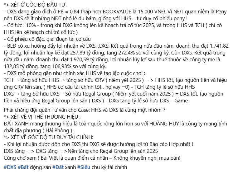 DXS CÓ LÀ PHIÊN BẢN MỚI TRONG TƯƠNG LAI CỦA DXG !. BÀI VIẾT TRÍCH DẪN TỪ FACEBOOK Hà Minh Tuấn.  ...