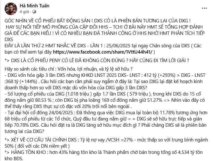 DXS CÓ LÀ PHIÊN BẢN MỚI TRONG TƯƠNG LAI CỦA DXG !. BÀI VIẾT TRÍCH DẪN TỪ FACEBOOK Hà Minh Tuấn.  ...