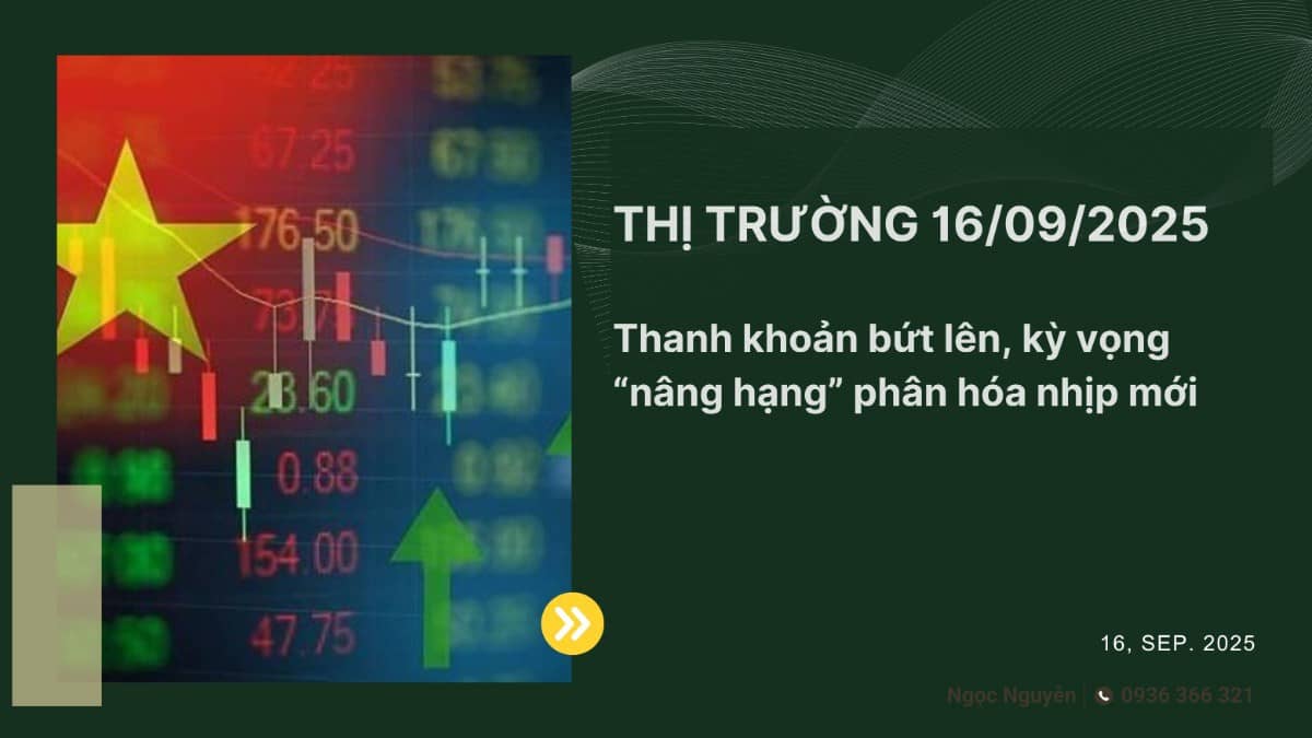 Thị trường 16/09/2025: Thanh khoản bứt lên, kỳ vọng “nâng hạng” phân hóa nhịp mới
