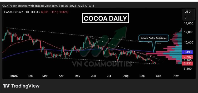 Kinh tế Mỹ tăng trưởng vượt kỳ vọng, Fed giảm nhịp cắt lãi – Vàng chịu áp lực, nông sản khởi sắc, cà phê – Ca cao chờ tín hiệu đảo chiều