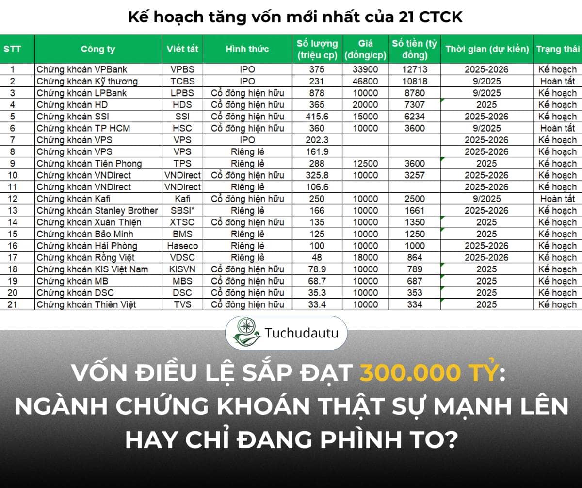 Vốn điều lệ sắp đạt 300.000 tỷ: Ngành chứng khoán thật sự mạnh lên hay chỉ đang phình to?