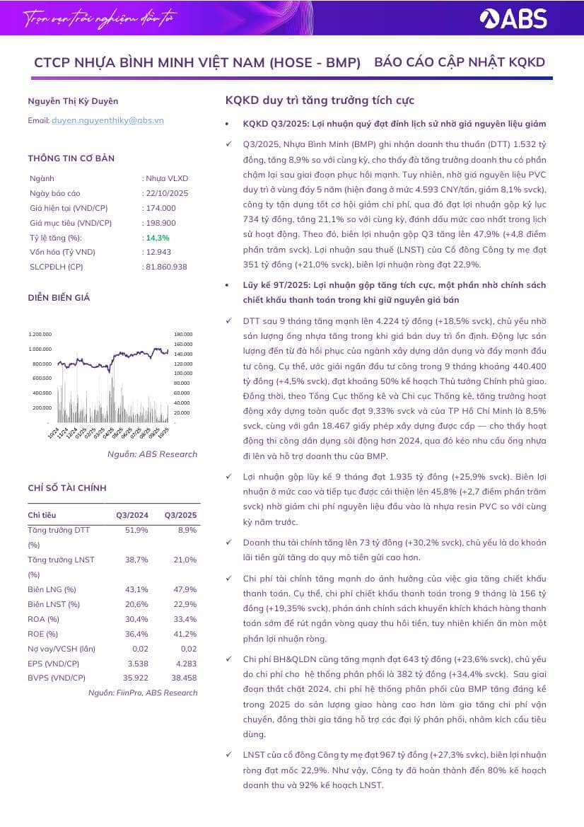 BMP: Báo cáo cập nhật KQKD Q3/2025