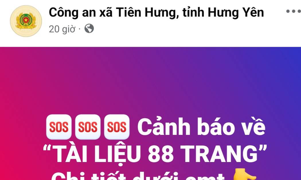 Công an phát cảnh báo khẩn về tài liệu xấu độc lan truyền trên mạng như 'Tài liệu 88 trang'