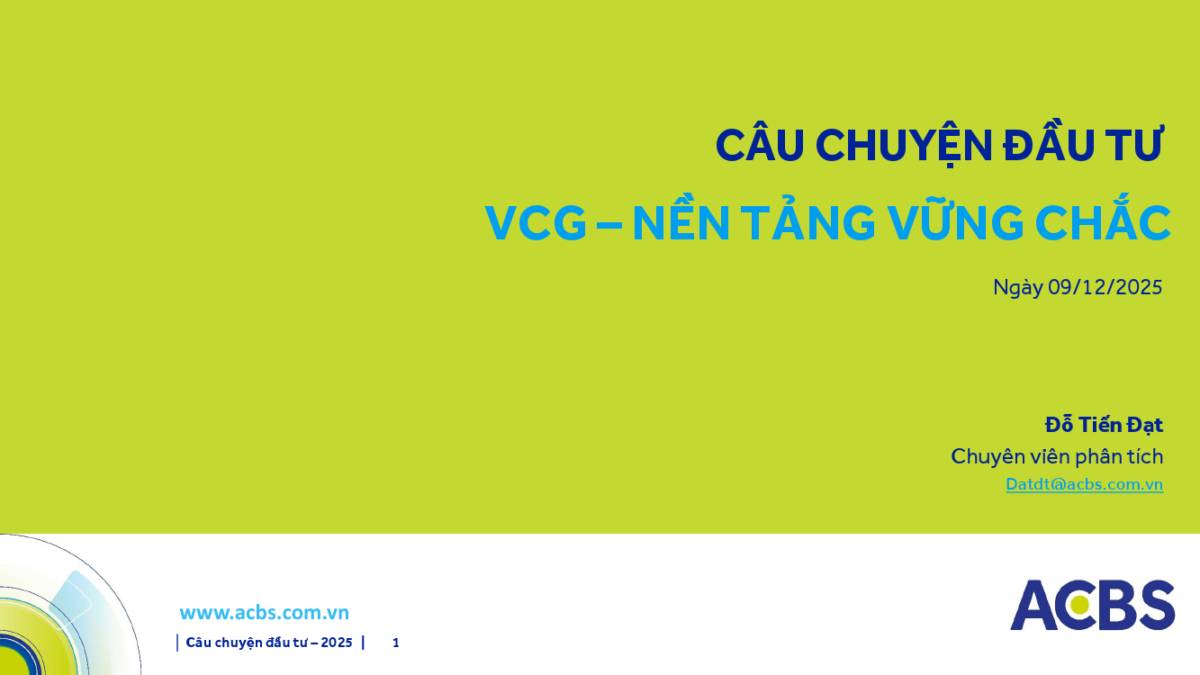 VCG: Khuyến nghị MUA với giá mục tiêu 35,000 đồng/cổ phiếu