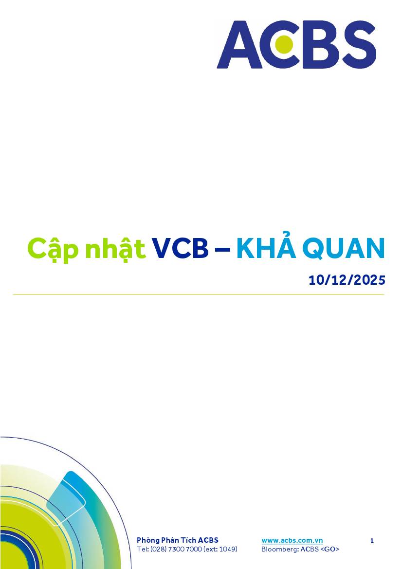 VCB: Khuyến nghị KHẢ QUAN với giá mục tiêu 69,300 đồng/cổ phiếu