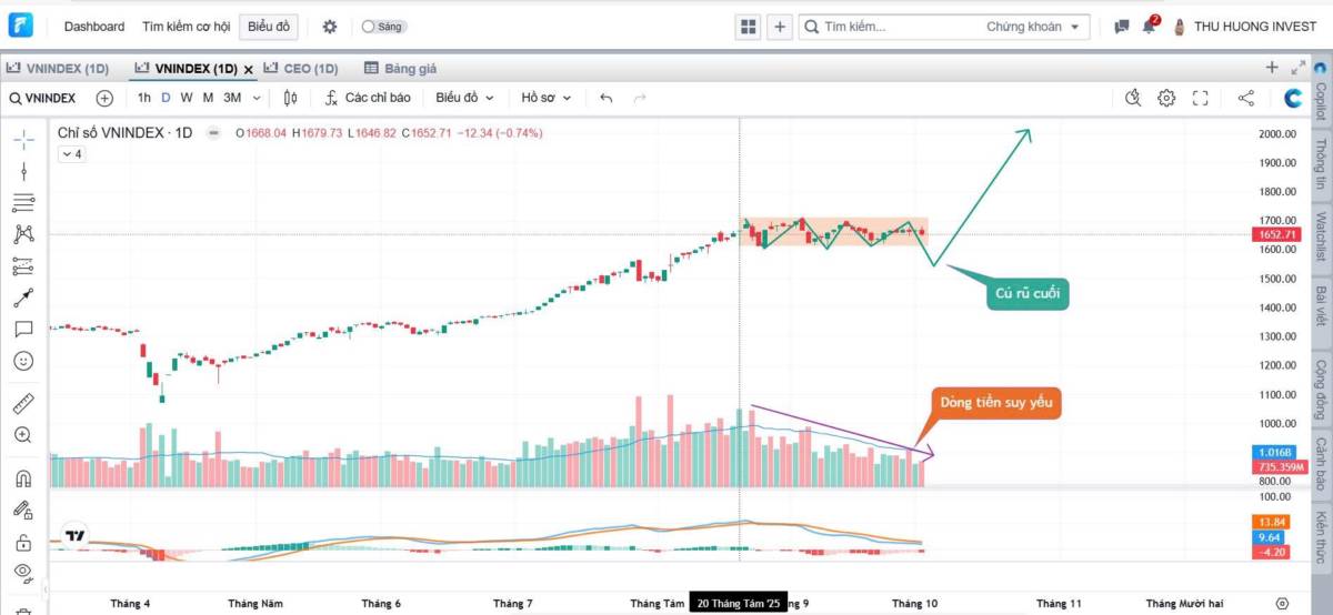 Dòng tiền yếu, VN-Index khó giữ vùng 1.600 điểm
