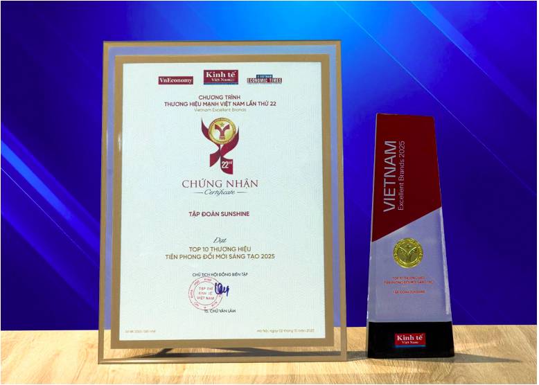 Sunshine Group được vinh danh Top 10 Thương hiệu Tiên phong Đổi mới sáng tạo 2025