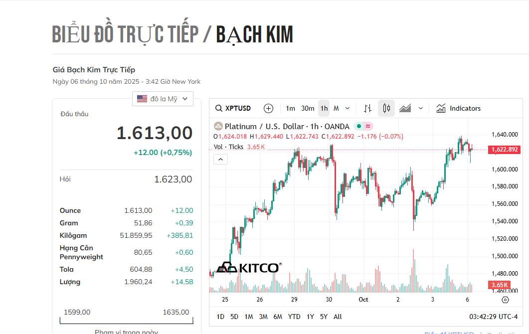 Dự báo giá bạch kim: Quý thứ ba liên tiếp tăng giá khi giá bạc bứt phá tạo thêm động lực