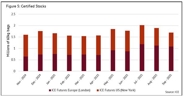 Báo cáo ICO tháng 9: Tồn kho giảm sâu, giá cà phê tăng đồng loạt và xuất khẩu tiếp tục đà suy yếu