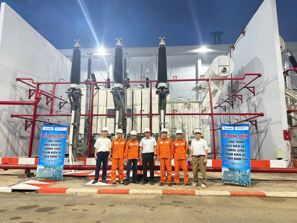 Đóng điện thành công máy biến áp 220kV do MEEPOWER sản xuất tại Trạm Bình Tân