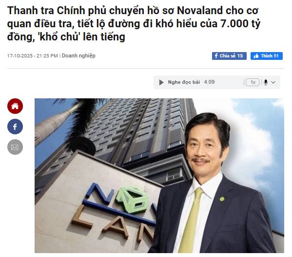 NVL Và Ma Trận Sai Phạm Trái Phiếu Và Những Điều Nhà Đầu Tư Cần Biết. + Ngày 17/10/2025, Thanh tra Chính  ...