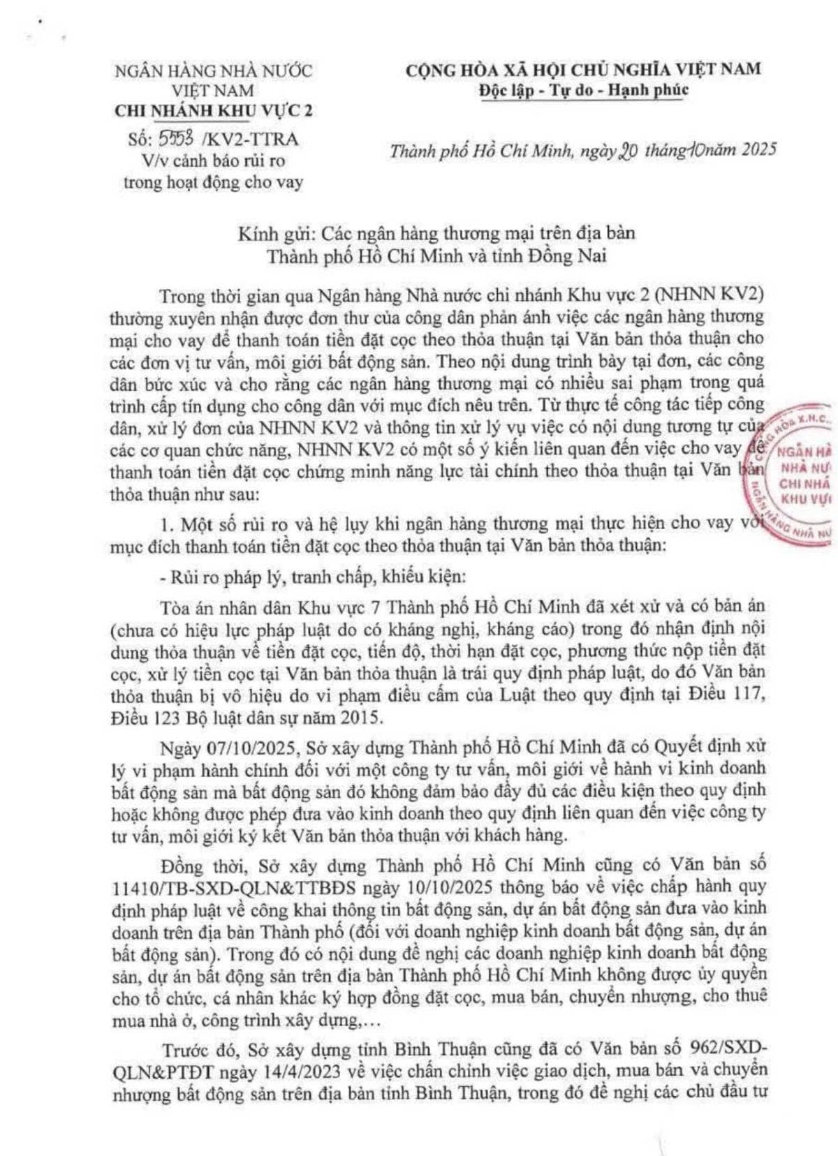 Siết cho vay đặt cọc khu vực 2 – thanh lọc thị trường bất động sản để phát triển bền vững, phân hóa BĐS!