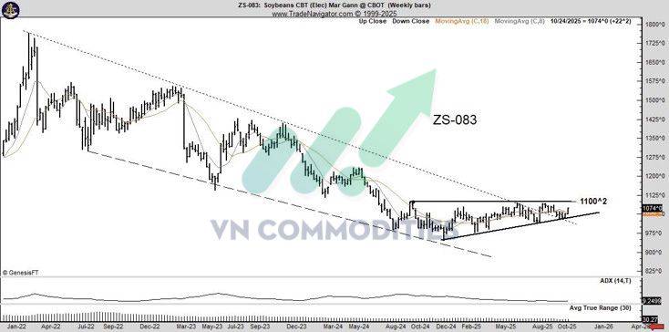 Đậu tương khởi sắc nhờ kỳ vọng thương mại Mỹ – Trung, cà phê giằng co quanh vùng kháng cự