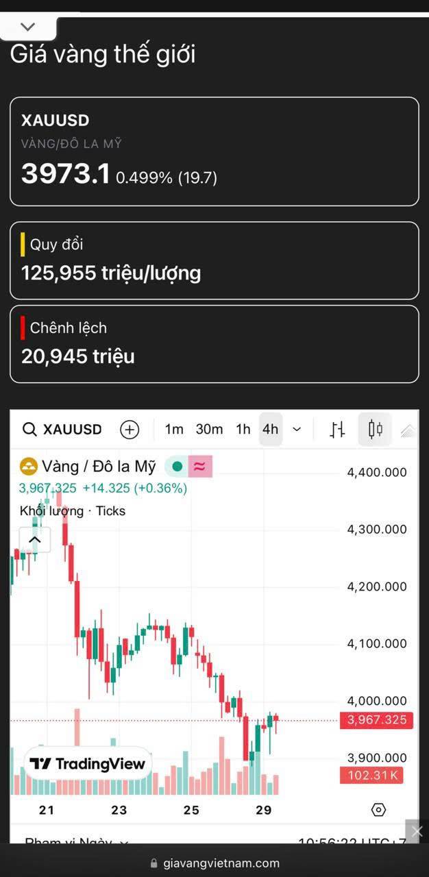 Vàng SJC tăng trở lại 1tr8 (29/10/2025)