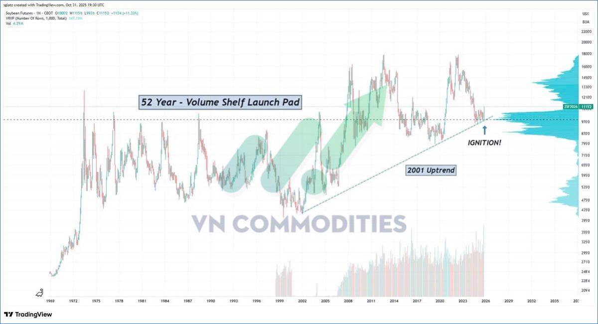 Nông sản bước vào chu kỳ tăng lịch sử Đậu tương vượt đỉnh nửa thế kỷ, cà phê manh nha hồi phục