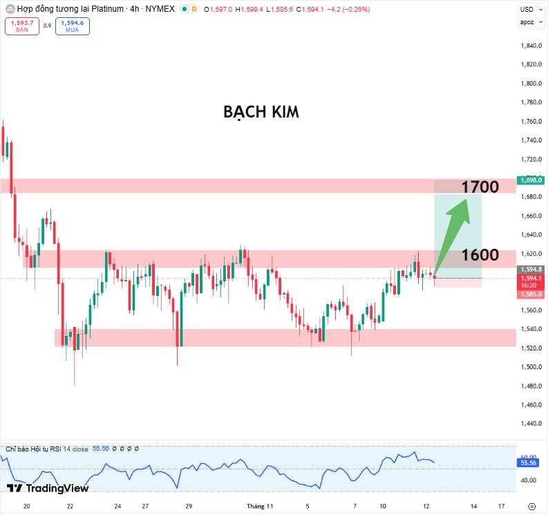 Bạch Kim: Đà Tăng Được Củng Cố – Hướng Đến Mốc 1.700 Usd/Oz