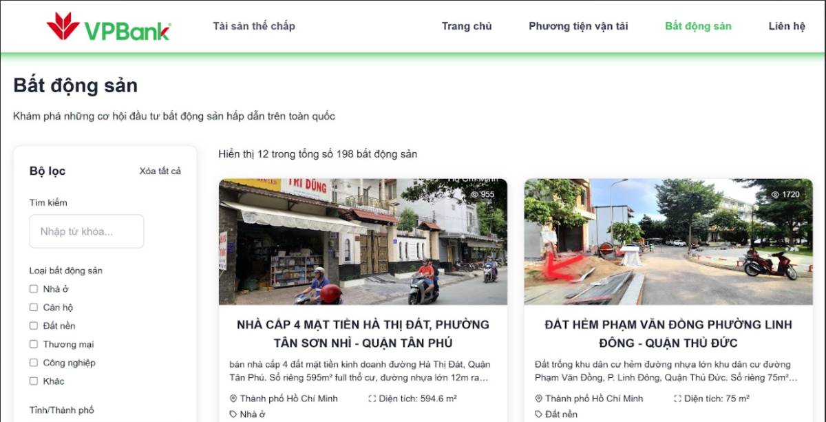 VPBank thanh lý tài sản đảm bảo, giá thấp hơn thị trường 10-20%