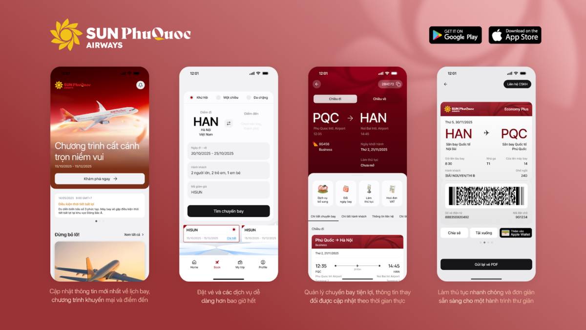 Ra mắt ứng dụng Sun PhuQuoc Airways với ưu đãi 20% giá vé mọi chặng bay