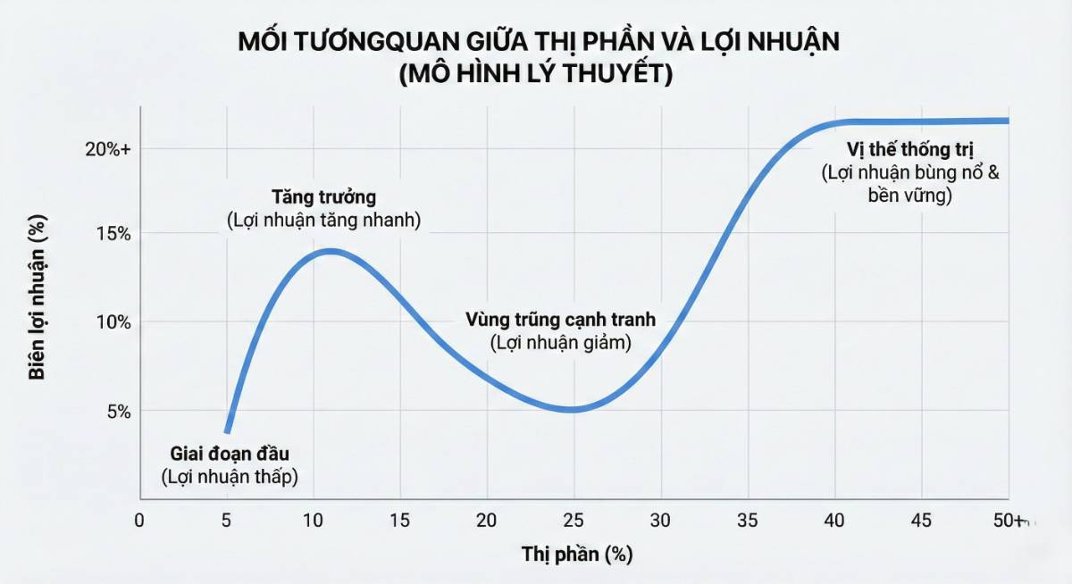 Mối tương quan giữa thị phần và lợi nhuận: từ mô hình lý thuyết đến sự bứt phá thực tế của FPT retail (FRT)