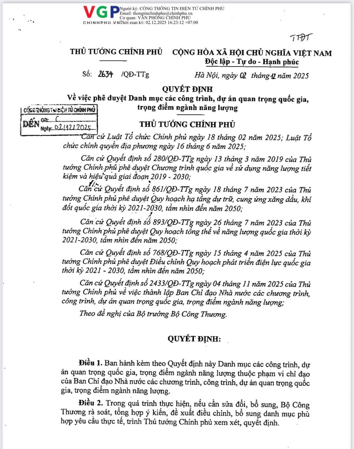 Quyết định 2634: “Bản đồ quy hoạch năng lượng mới” sẽ thay đổi dòng tiền trên thị trường chứng khoán như thế nào?