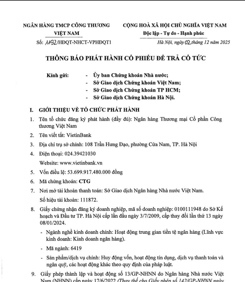 Cổ phiếu CTG Tăng Vốn "Khủng": Nhận Thêm Cổ Phần Có Phải Là Lợi Nhuận?