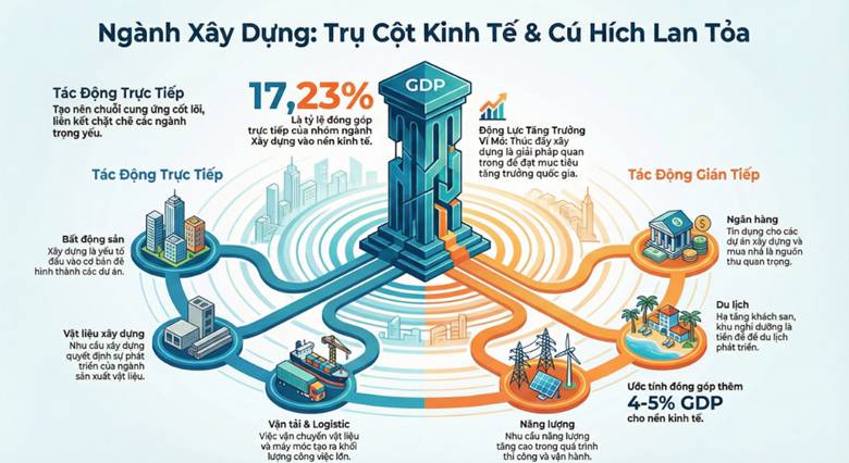 Ngành xây dựng: một trong những trụ cột đóng góp hơn 17% GDP và khả năng lan tỏa độc đáo