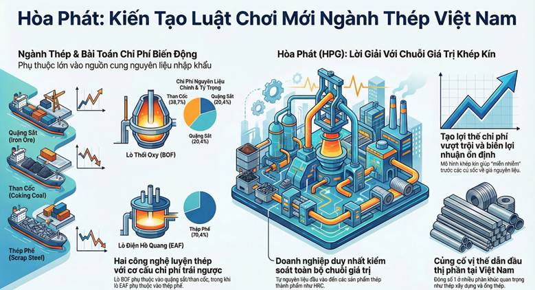 Hòa Phát đã "khép kín" chuỗi giá trị thép đến mức nào để bất chấp biến động nguyên liệu?