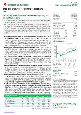 NT2: Báo cáo cập nhật KQKD Q4/2025