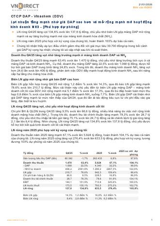 DDV: Báo cáo cập nhật KQKD Q4/2025