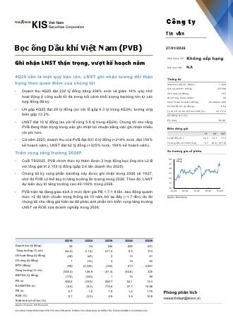PVB: Báo cáo cập nhật KQKD Q4/2025