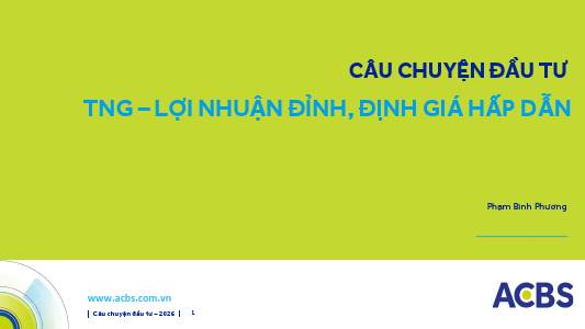 TNG: Khuyến nghị MUA với giá mục tiêu 22,500 đồng/cổ phiếu