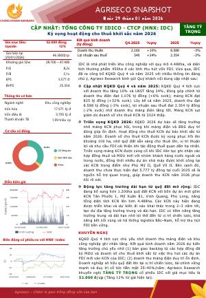 IDC: Khuyến nghị TĂNG TỶ TRỌNG với giá mục tiêu 52,000 đồng/cổ phiếu
