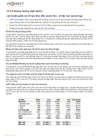 QNS: Báo cáo cập nhật KQKD Q4/2025